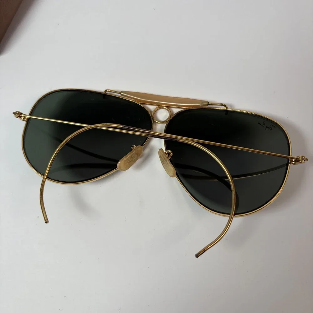 Ray-Ban Bausch & Lomb Outdoorsman Shooter Aviator Sunglasses Gold G-15 w/ Case
